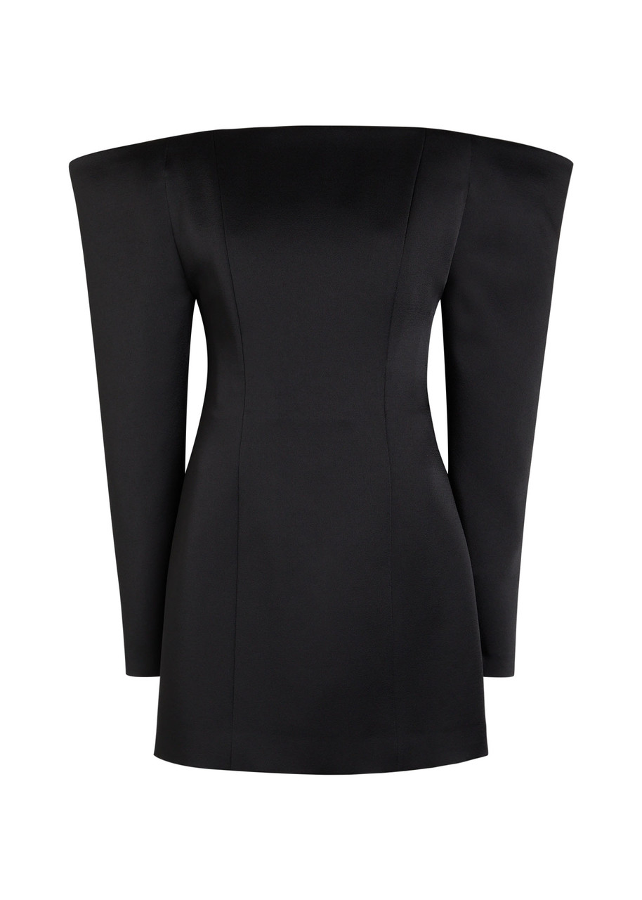 Stella Mccartney Off-the-shoulder Structured Corset Mini Dress In Black