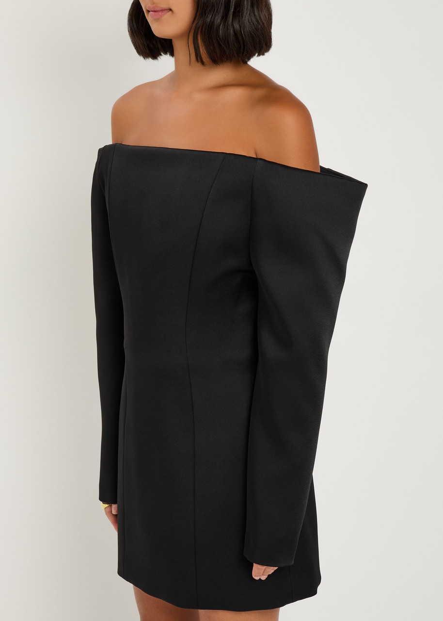 Stella Mccartney Off-the-shoulder Structured Corset Mini Dress In Black