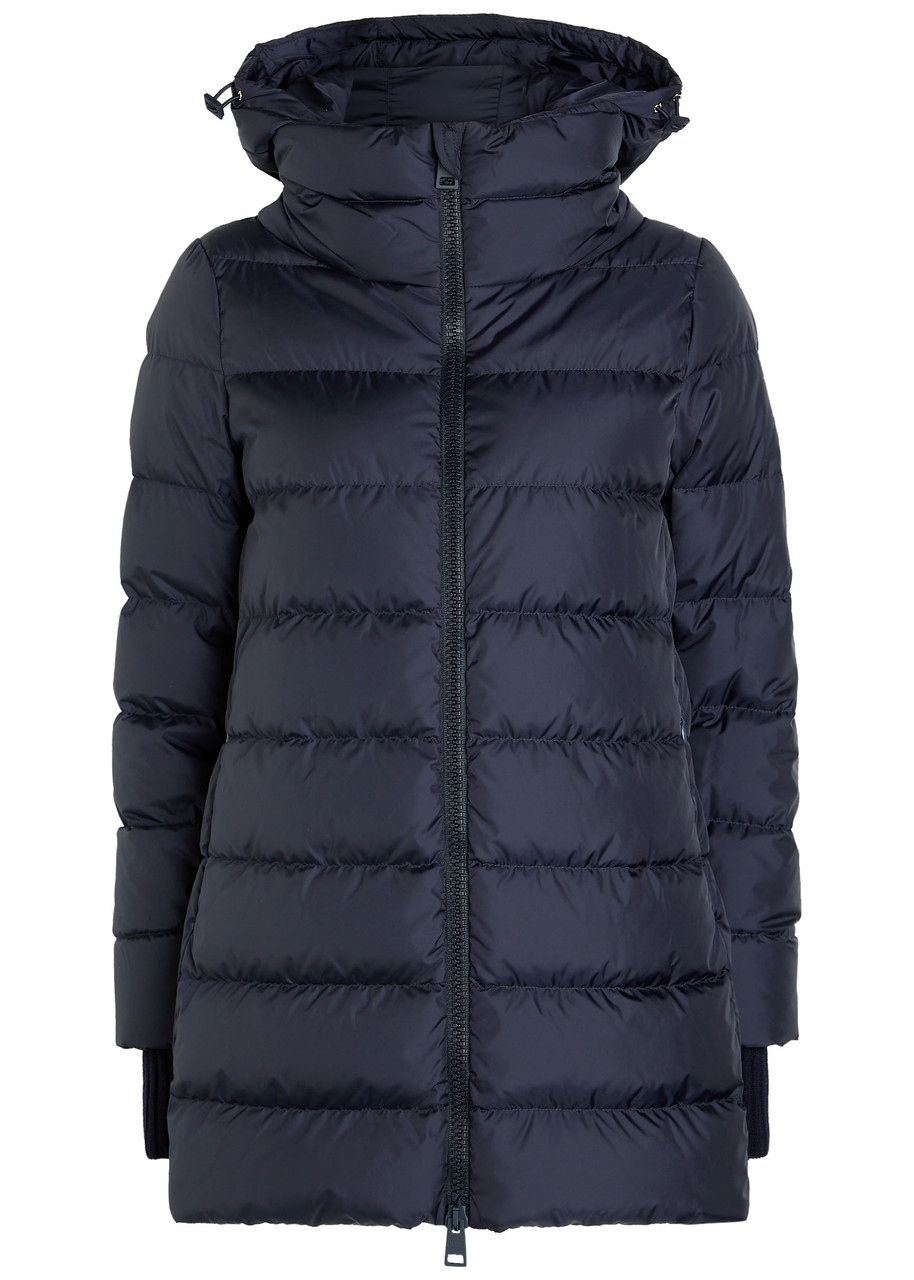 Herno Hooded Quilted Nylon Jacket - Navy - 48 (UK16 / XL)