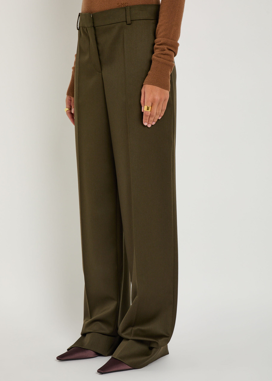 Stella Mccartney Shiny Tailoring Loose Trousers In Green