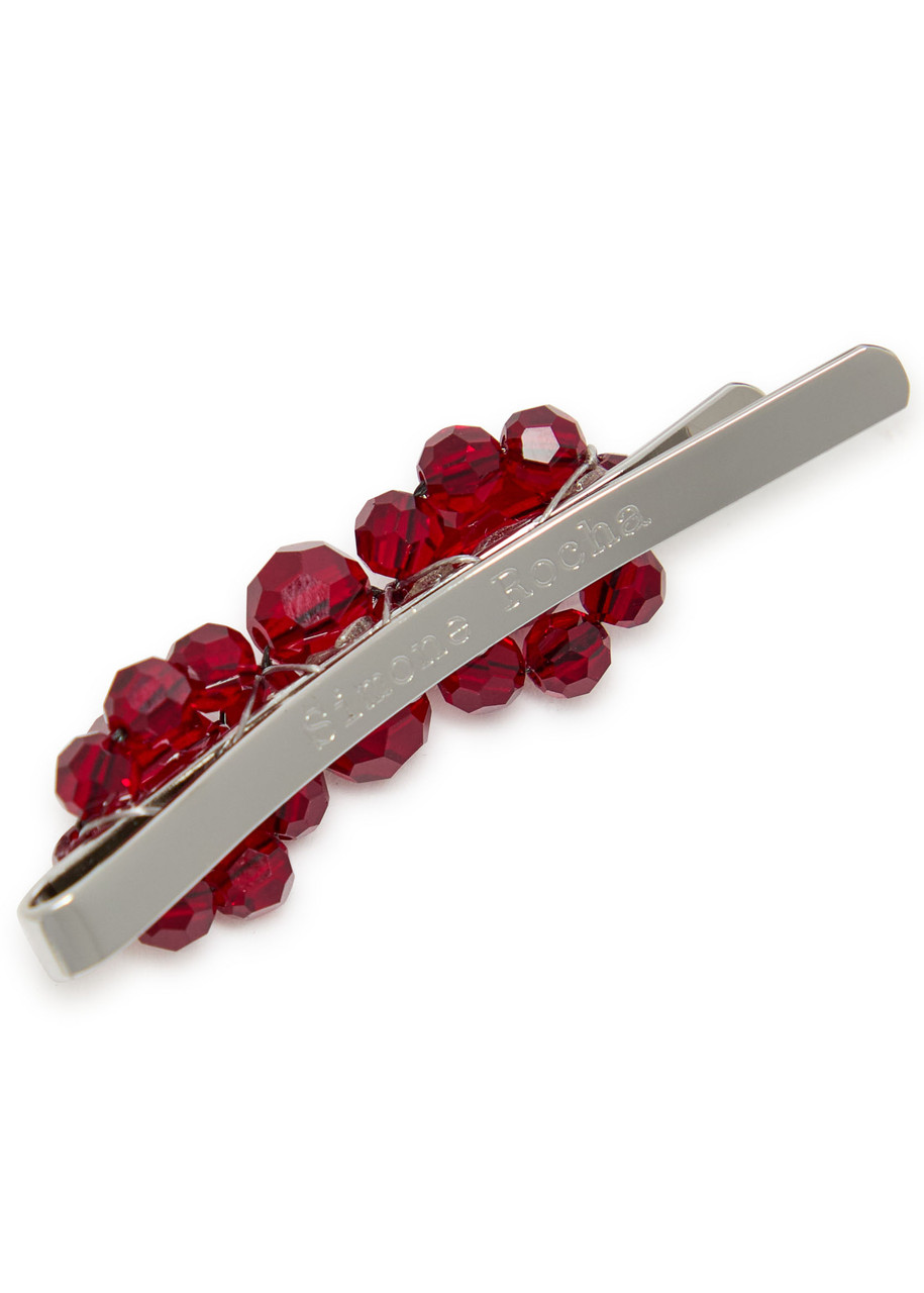 Simone Rocha Mini Flower Crystal-embellished Hair Clip In Red