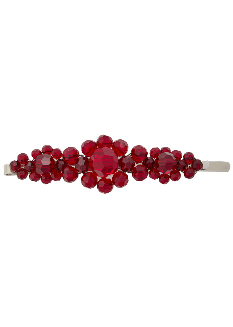 Simone Rocha Large Flower Crystal-embellished Hair Clip In Red