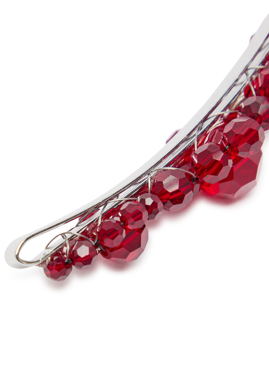 Simone Rocha Large Flower Crystal-embellished Hair Clip In Red