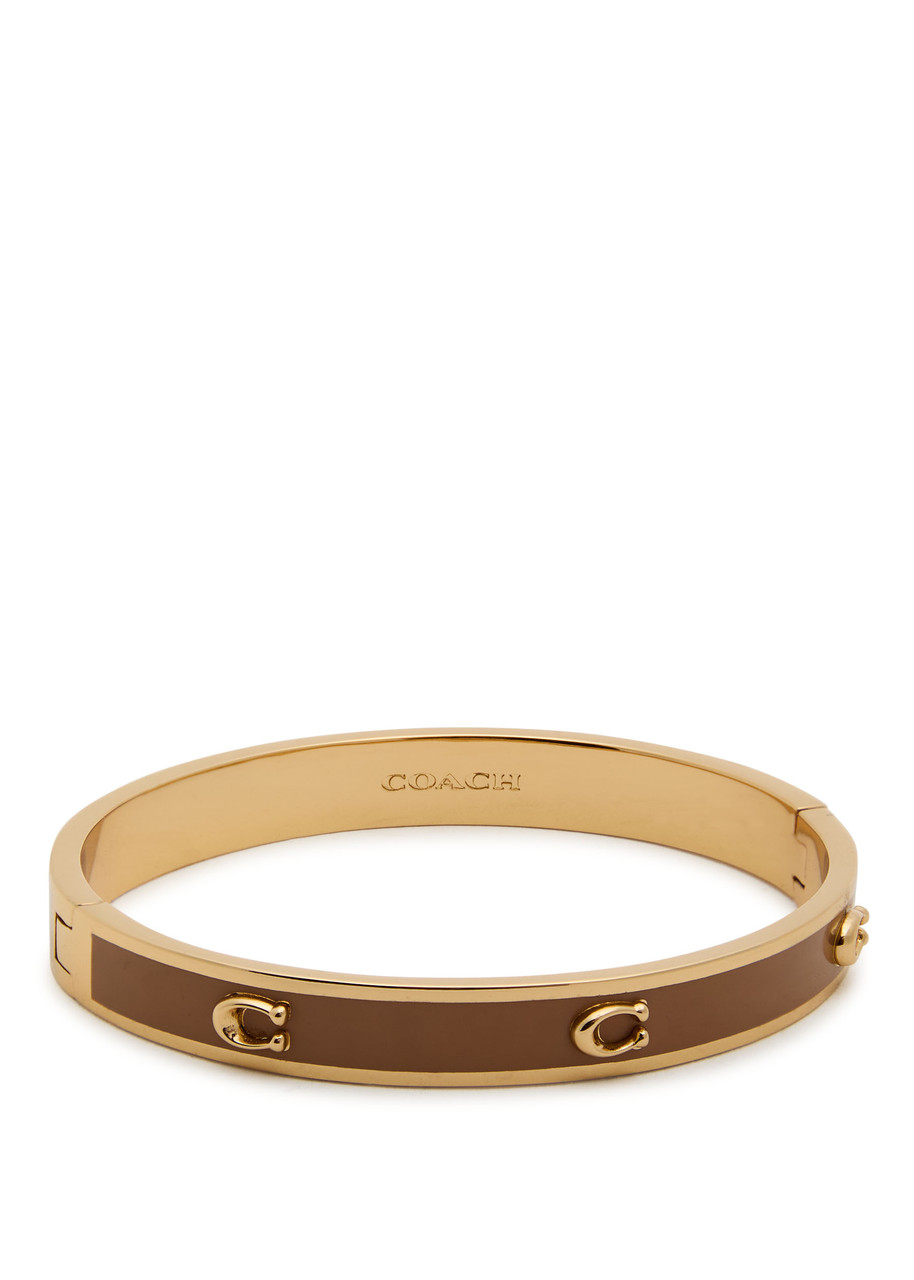 Coach Pegged Logo Enamelled Bracelet In Brown