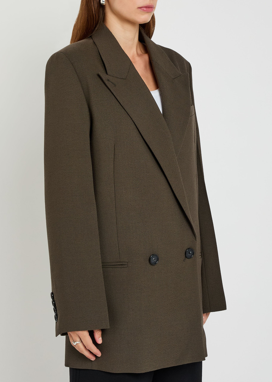 Totême Toteme Shield Double-breasted Wool-blend Blazer In Brown