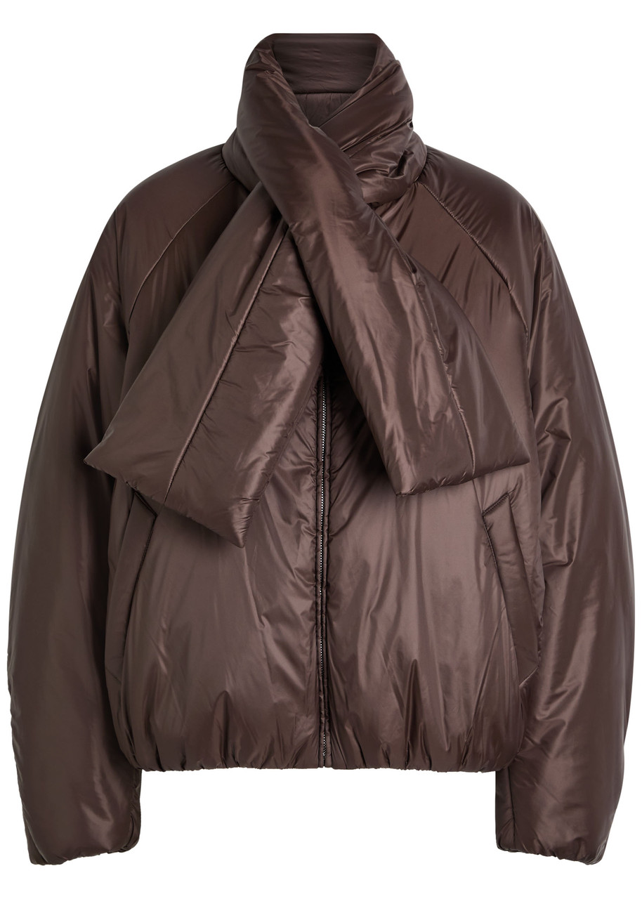 Armarium Lana Scarf-effect Padded Nylon Jacket In Brown