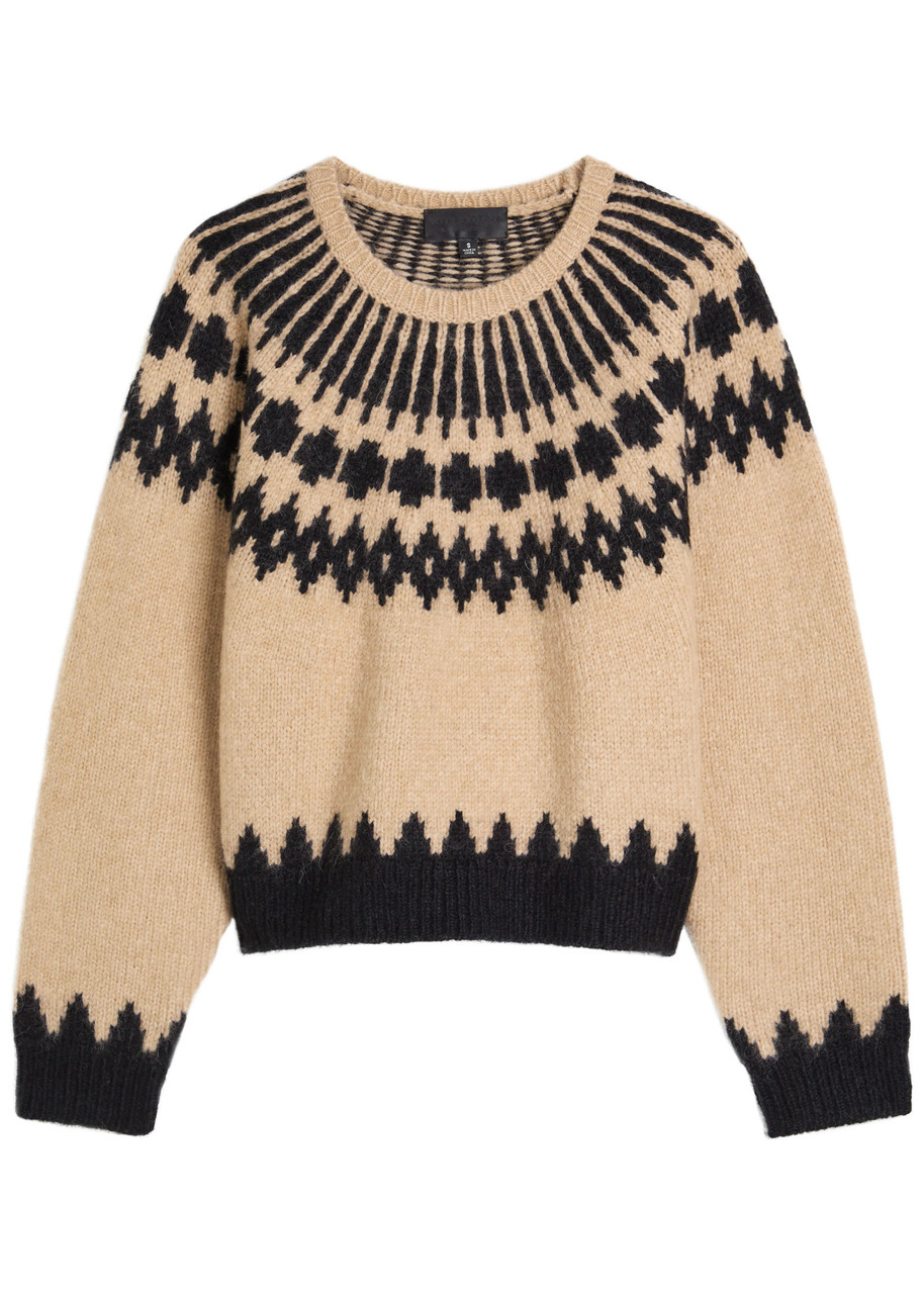 Nili Lotan Alena Alpaca Sweater Light Camel Fair Isle In Multi