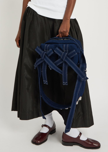 SIMONE ROCHA Bow embellished denim cross-body bag | Harvey Nichols
