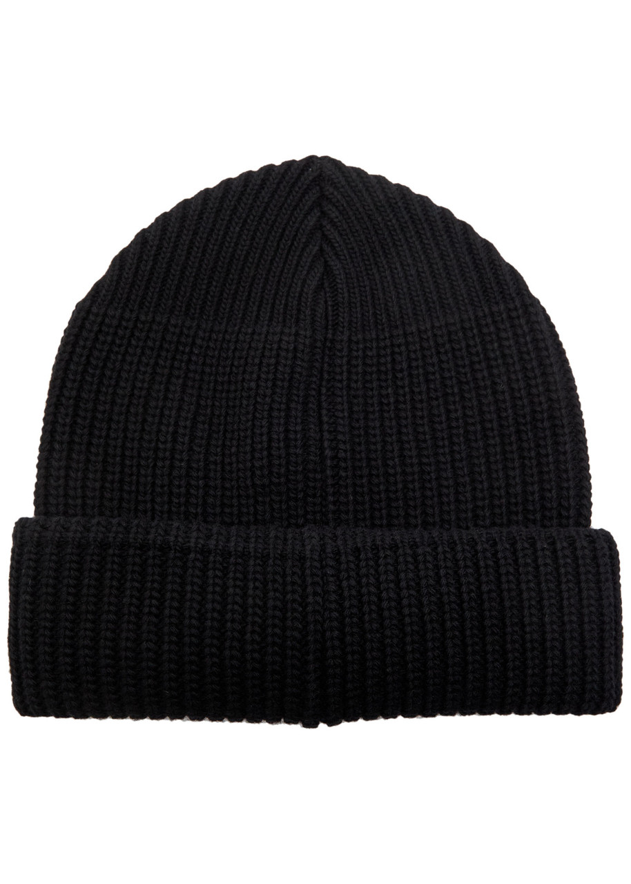 Vivienne Westwood Logo-embroidered Ribbed Wool Beanie In Black