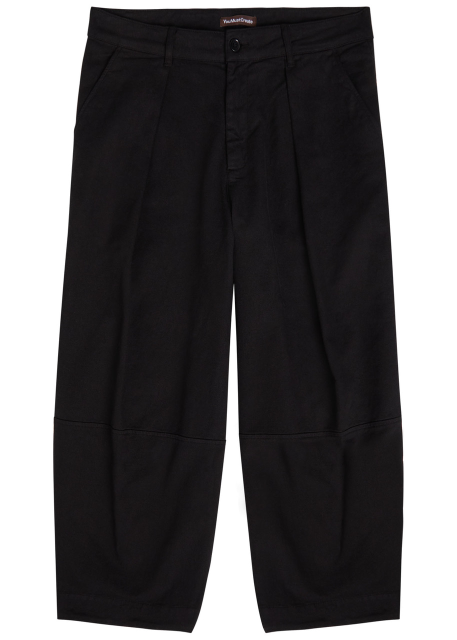 Ymc You Must Create Ymc Deadbeat Wide-leg Stretch-cotton Trousers In Black