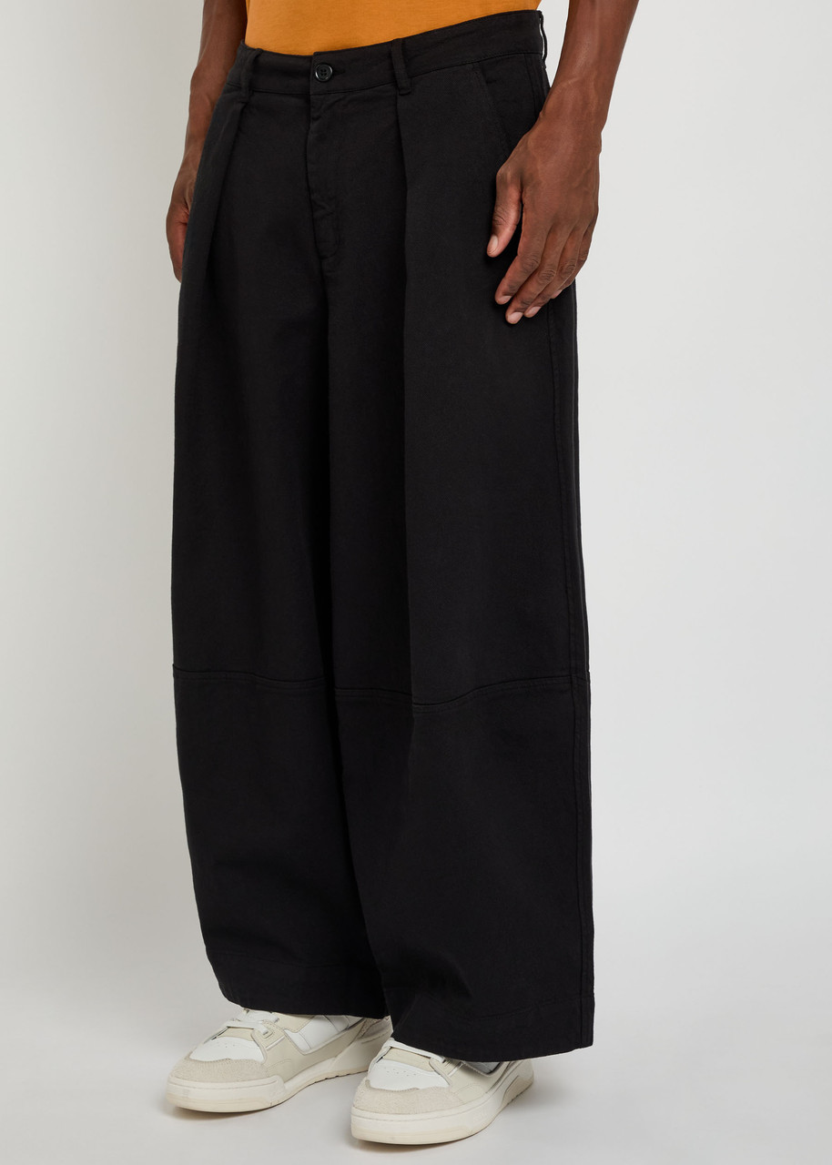 Ymc You Must Create Ymc Deadbeat Wide-leg Stretch-cotton Trousers In Black