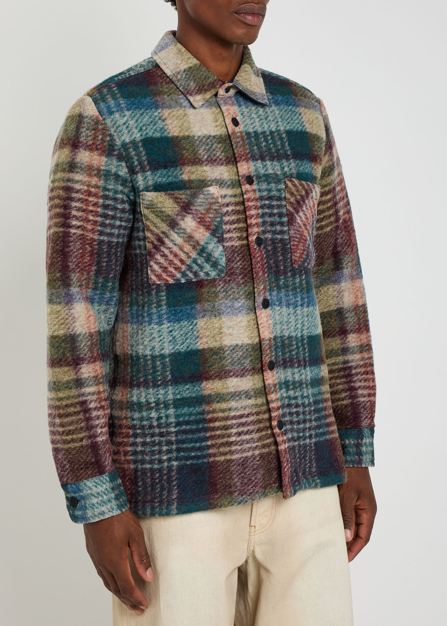 Wax London Whiting Checked Wool-blend Overshirt In Multi