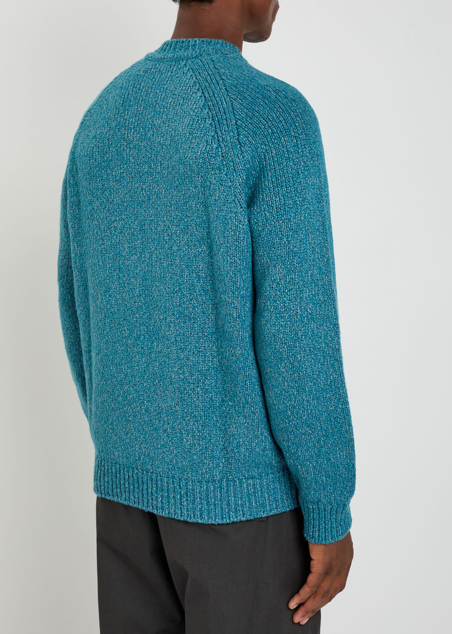  Stone Island Logo Knit Jumper - Petrol - M 