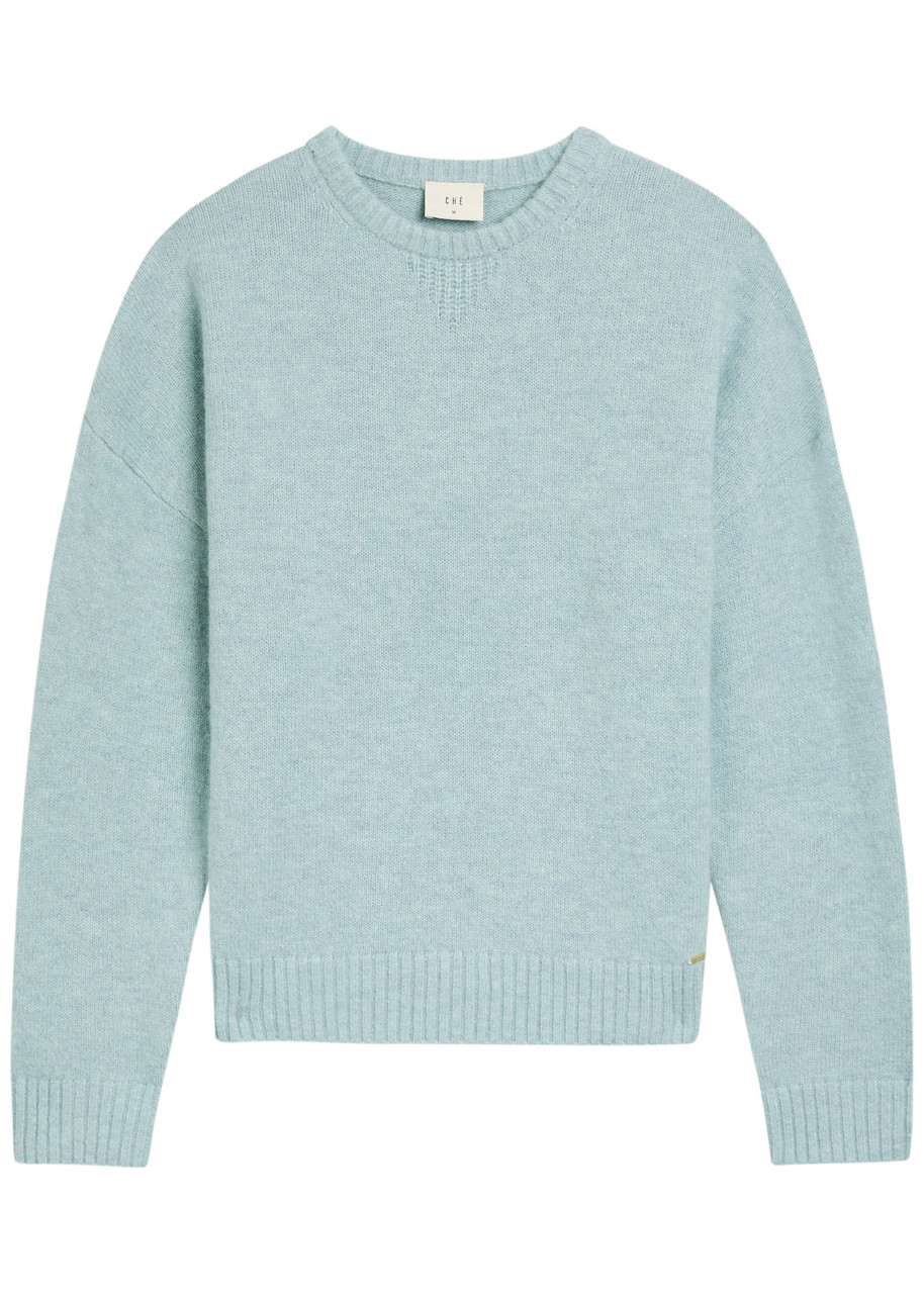 Che Brushed Knit Jumper - Light Blue - L