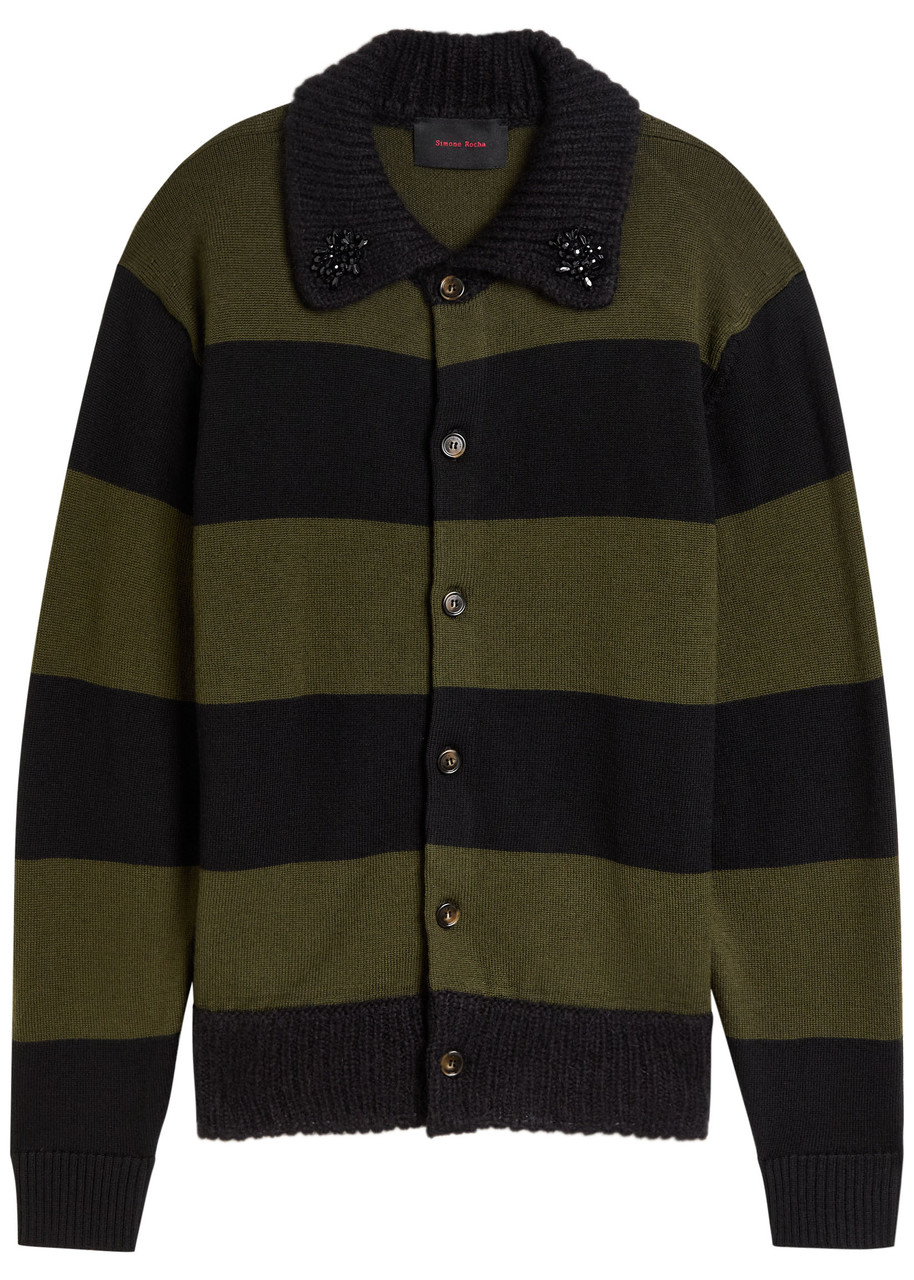Simone Rocha Striped Wool Cardigan In Multi