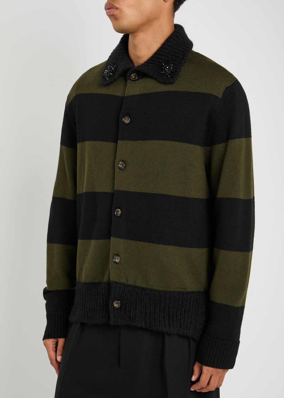 Simone Rocha Striped Wool Cardigan In Multi