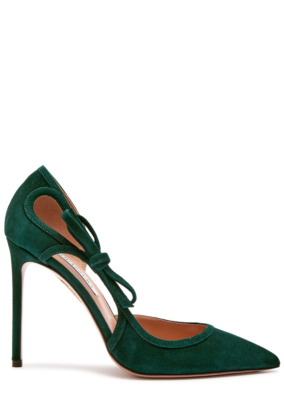 Aquazzura Soave 105 Suede Pumps - Dark Green