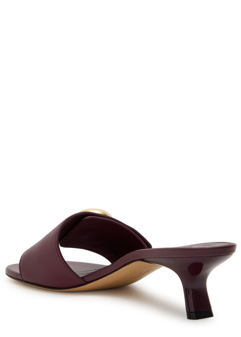  Loewe Pebble Slide 45 Leather Mules - Burgundy - 37 (it37 / Uk4) 
