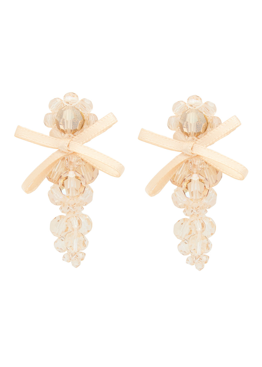 Simone Rocha Petite Bow Crystal-embellished Earrings - Cream - One Size