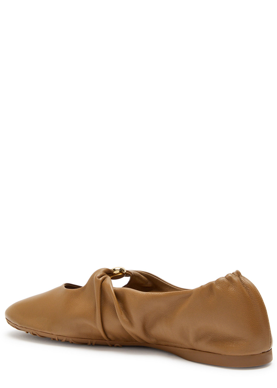 Loewe Women's Nappa Calf Leather Pebble Soft Ballet Flat (authentic Pre-loved) In Brown