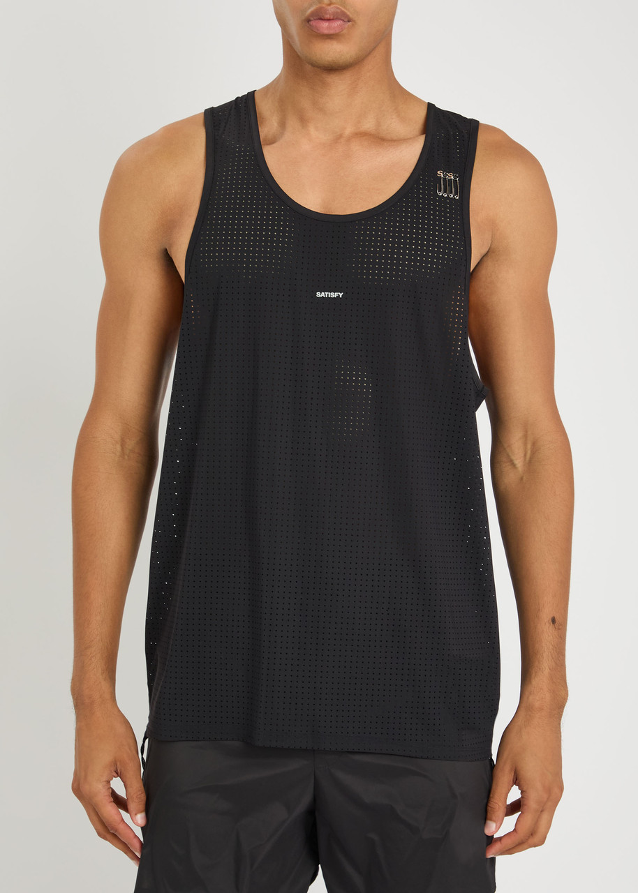 Satisfy Space-o Perforated Stretch-jersey Vest In Animal Print
