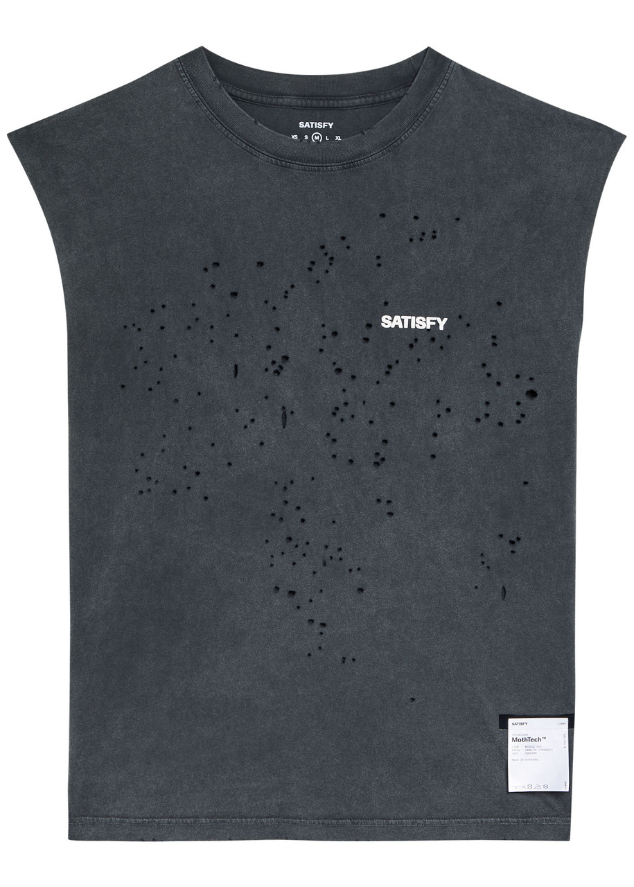 Satisfy Mothtech Distressed Cotton T-shirt In Gray
