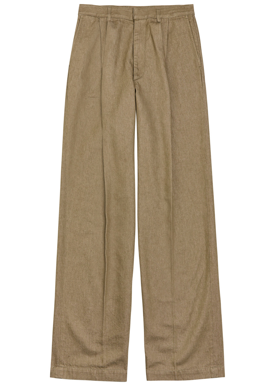 Dries Van Noten Panrom Pleated Denim Trousers – Stone – 46 (IT46 / S) Dries Van Noten Panrom Pleated Denim Trousers – Stone – 46 (IT46 / S)