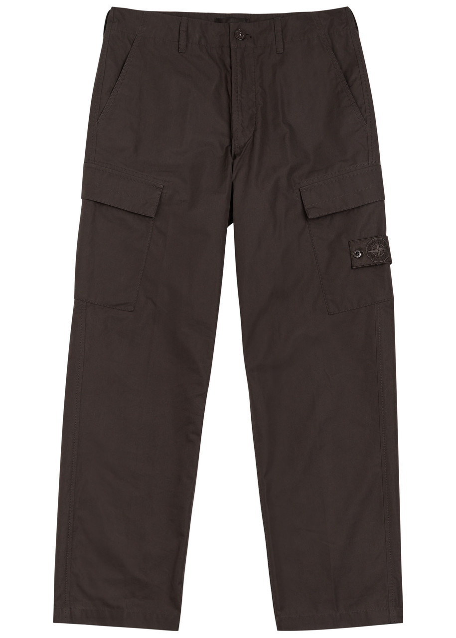 Stone Island Ghost Cotton-poplin Cargo Trousers In Black