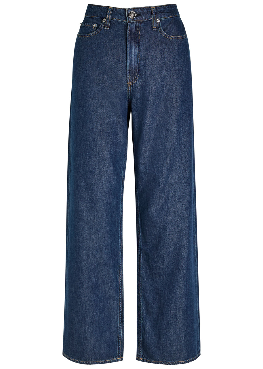 Rag & Bone Featherweight Logan Wide Leg Jeans In Blue