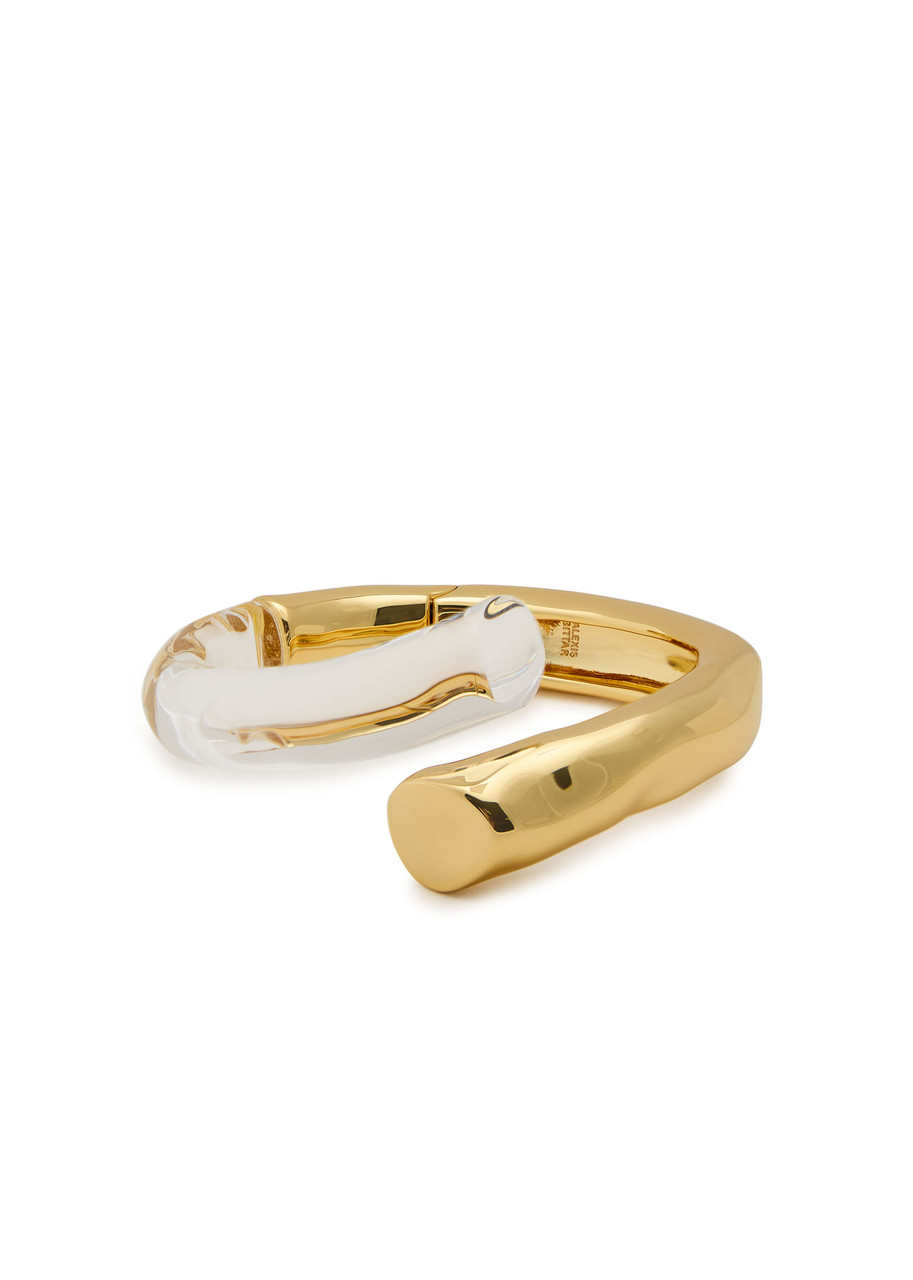 Alexis Bittar Lucite Bypass 14k Gold-plated Bracelet In Gold