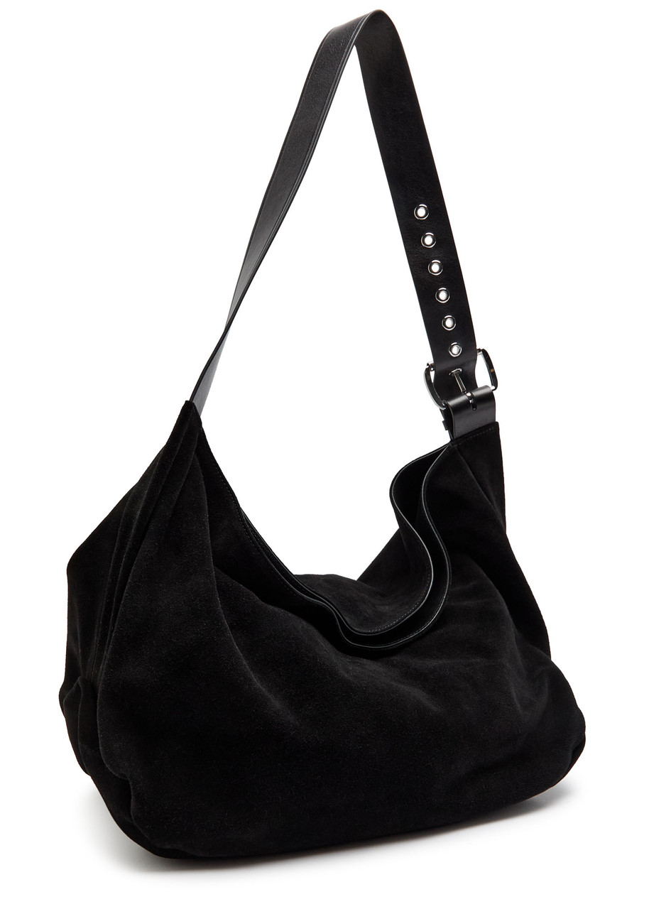 Vivienne Westwood Maxime Large Suede Shoulder Bag In Black