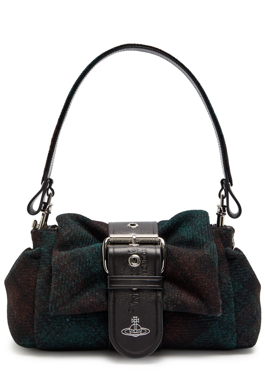 Vivienne Westwood Hazel Treasure Tweed Shoulder Bag In Green