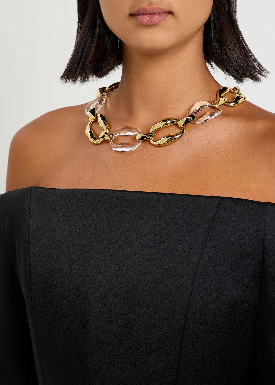Alexis Bittar Liquid Lucite Link 14kt Gold-plated Necklace In Gold