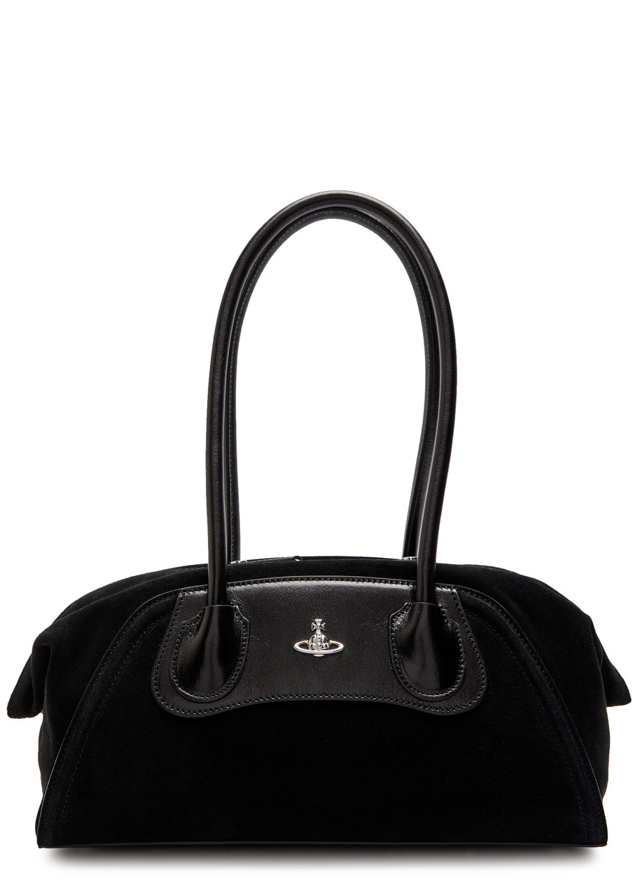 Vivienne Westwood Shirley Small Suede Shoulder Bag In Black