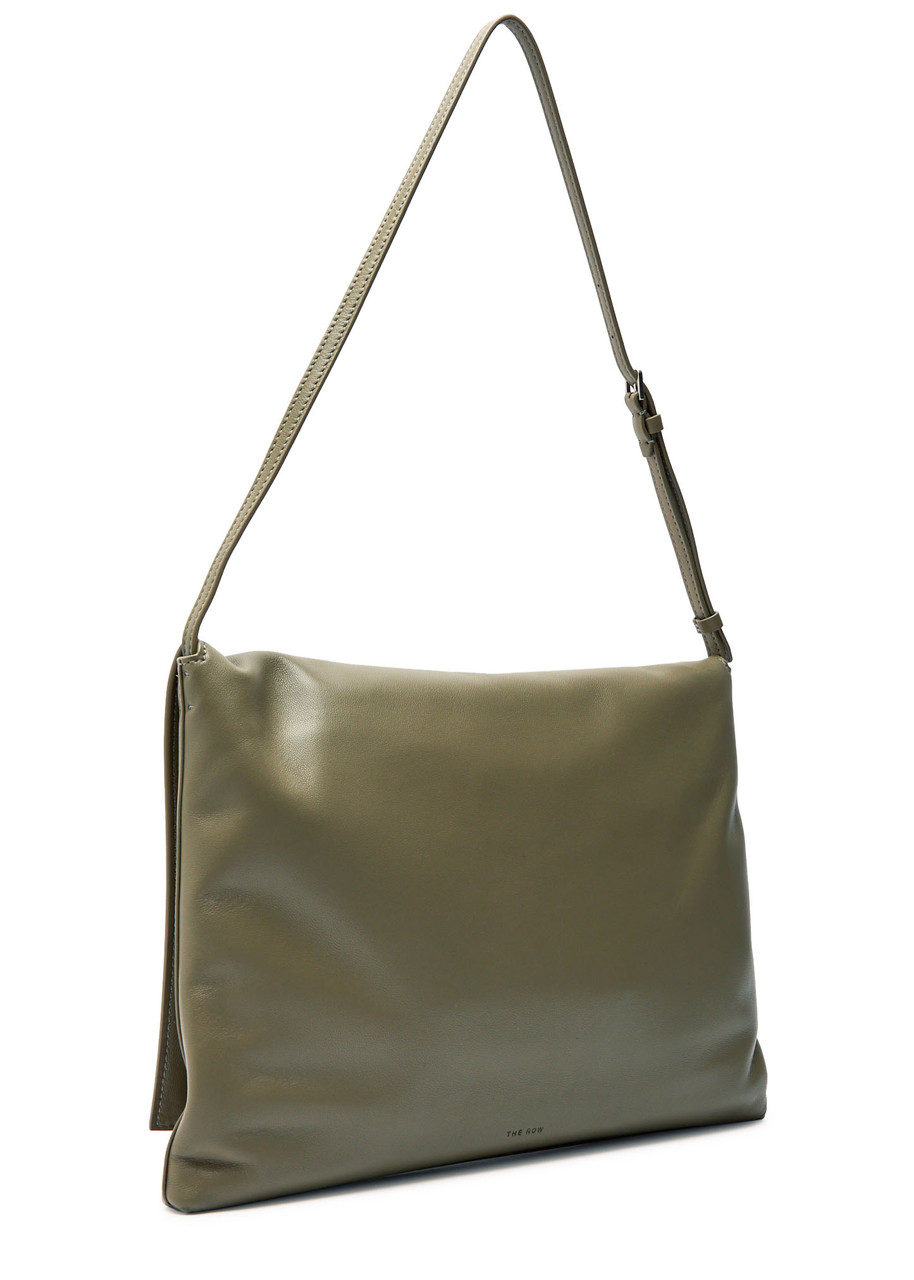 The Row Nan Leather Shoulder Bag In Green