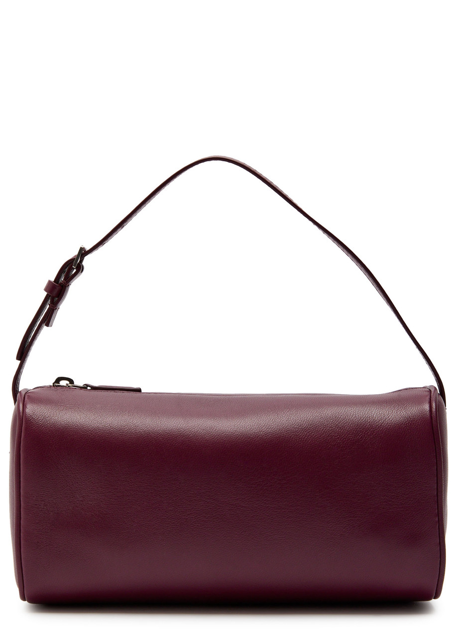 The Row Round 90's Leather Top Handle Bag In Burgundy