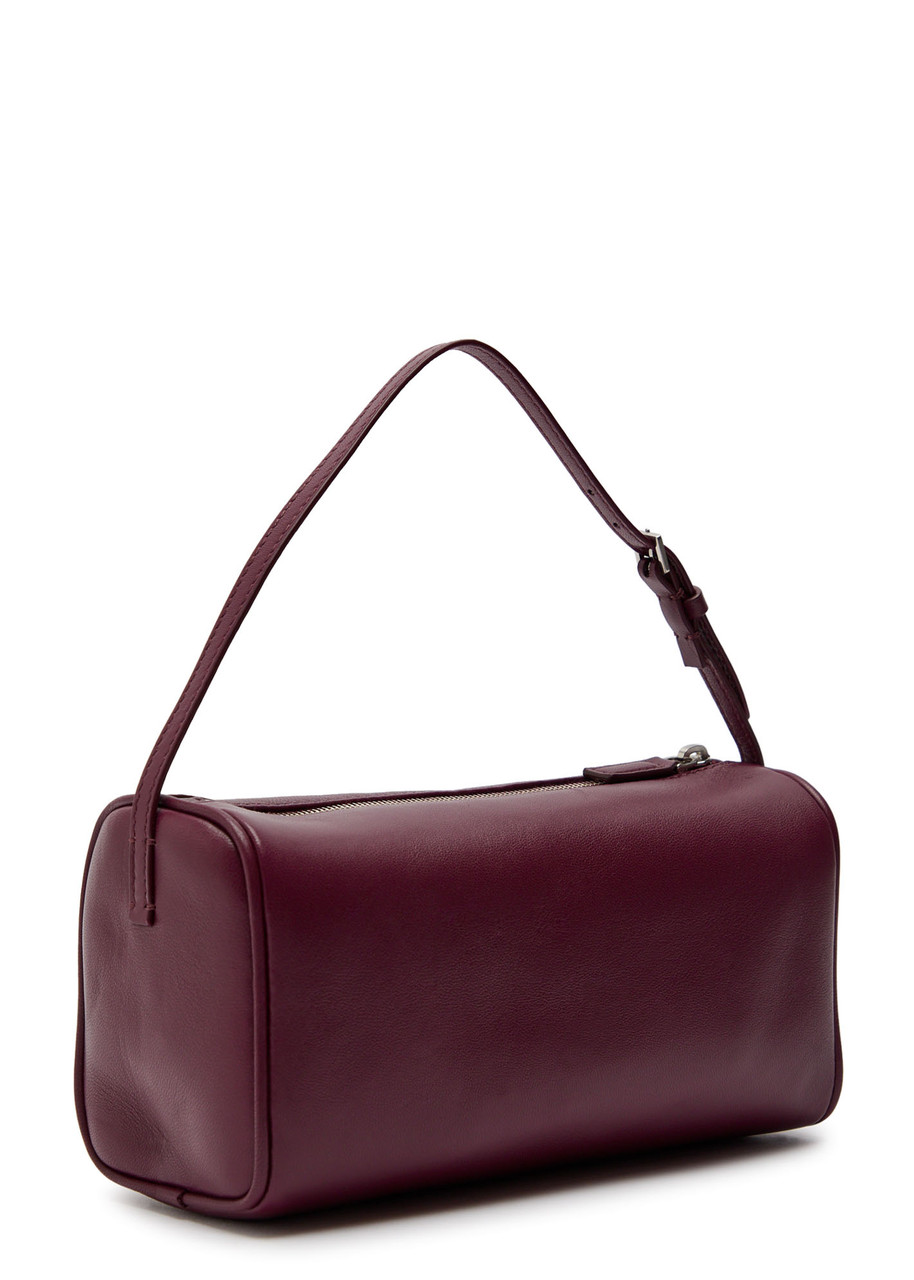 The Row Round 90's Leather Top Handle Bag In Burgundy