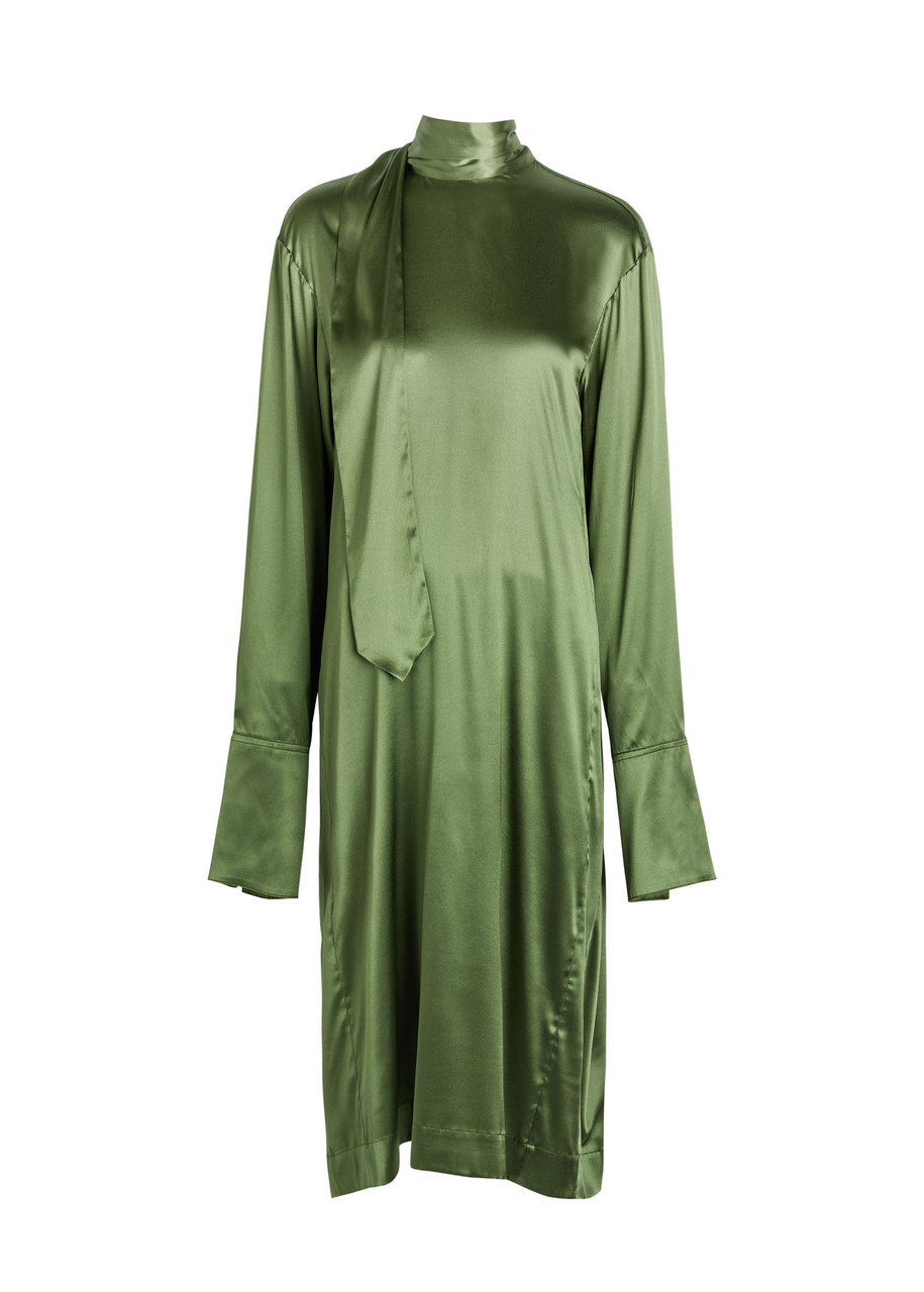 Dries Van Noten Doddy Stretch-silk Midi Dress - Khaki - L (UK14 / L)