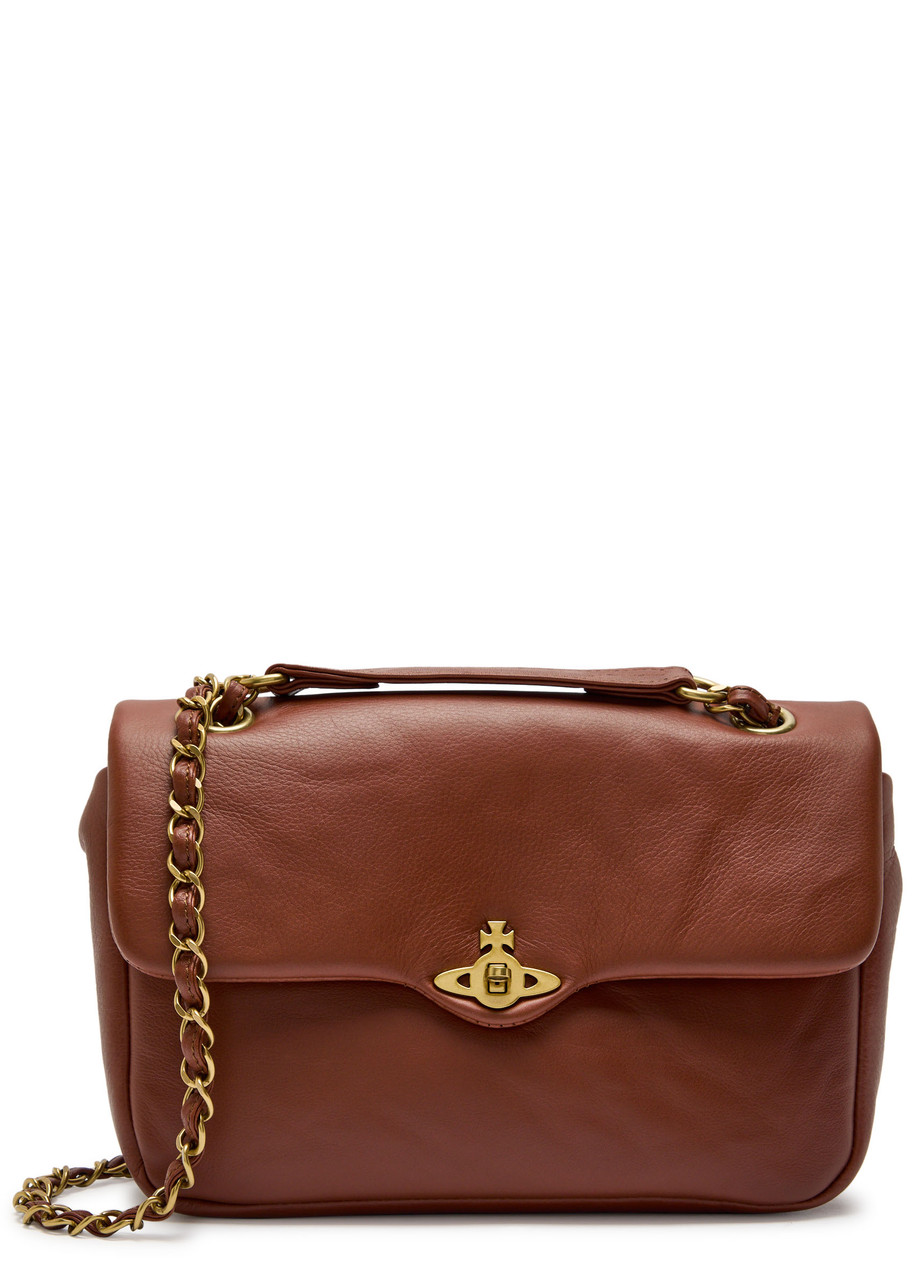 Vivienne Westwood Anita Grained Leather Shoulder Bag In Brown