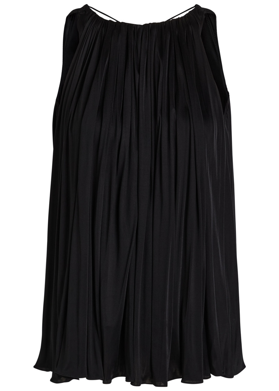 Loewe Halter Ruched Satin Top In Black