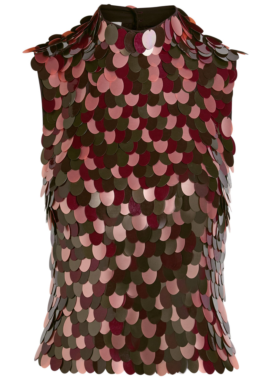 Dries Van Noten Carmasa Sequin-embellished Chiffon top - Burgundy - 36 (UK8 / S)