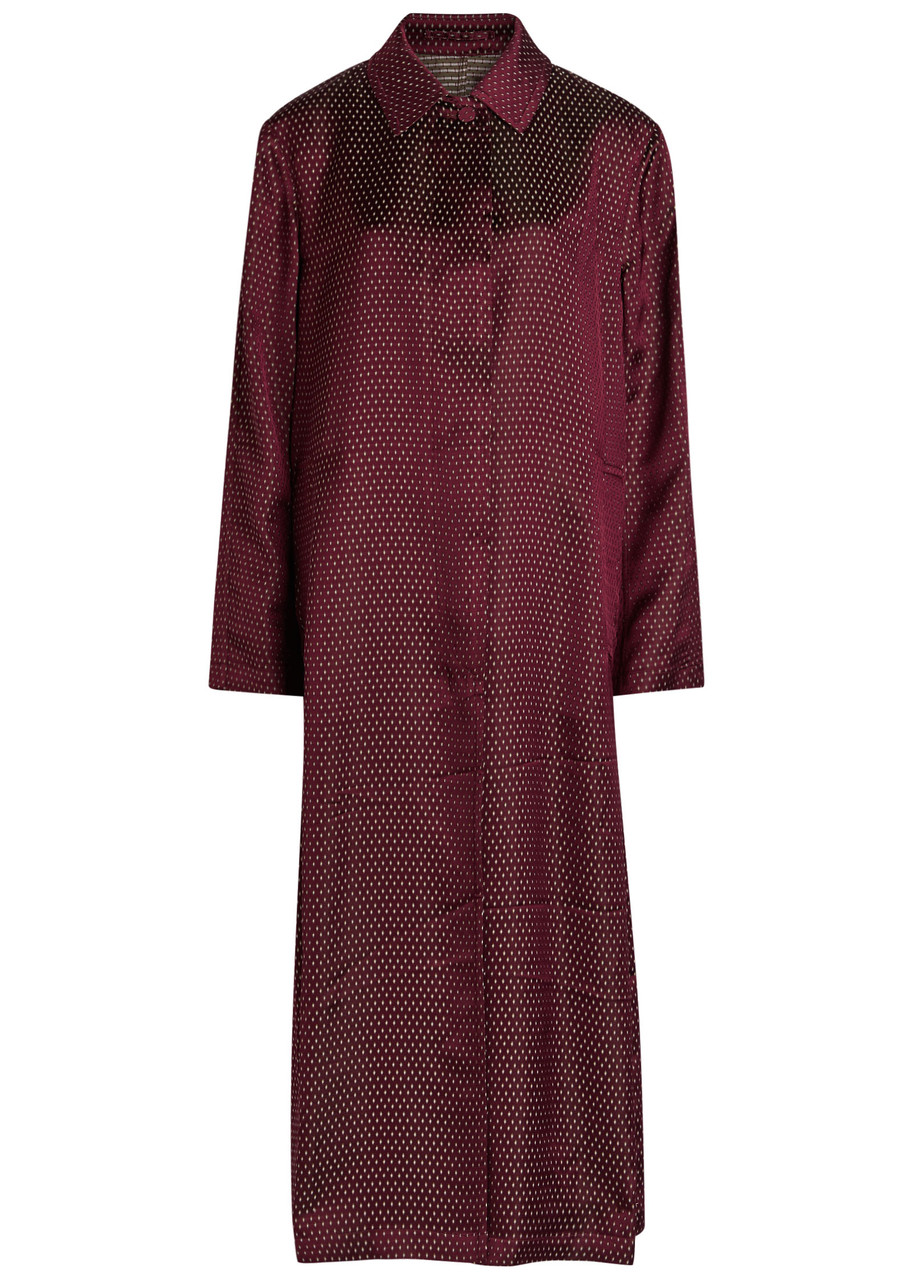 Dries Van Noten Raltonas Patterned Satin Coat - Burgundy - 38 (UK10 / S)