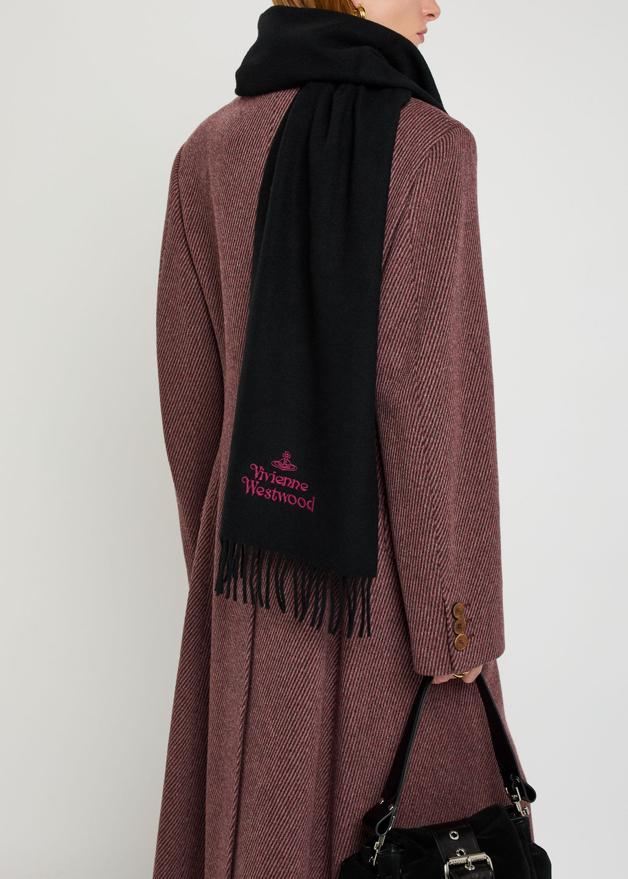 Vivienne Westwood Logo-embroidered Wool Scarf In Black