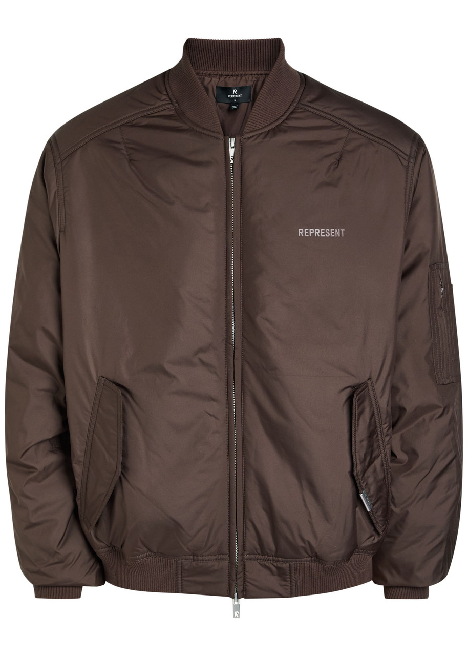 Represent Smart Quilted Shell Bomber Jacket In Brown