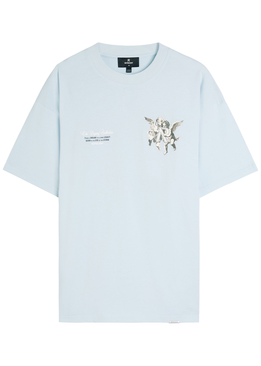 Represent Heavenly T-shirt With Cherubini Print In Blue