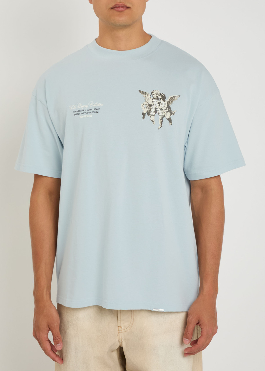 Represent Heavenly T-shirt With Cherubini Print In Blue