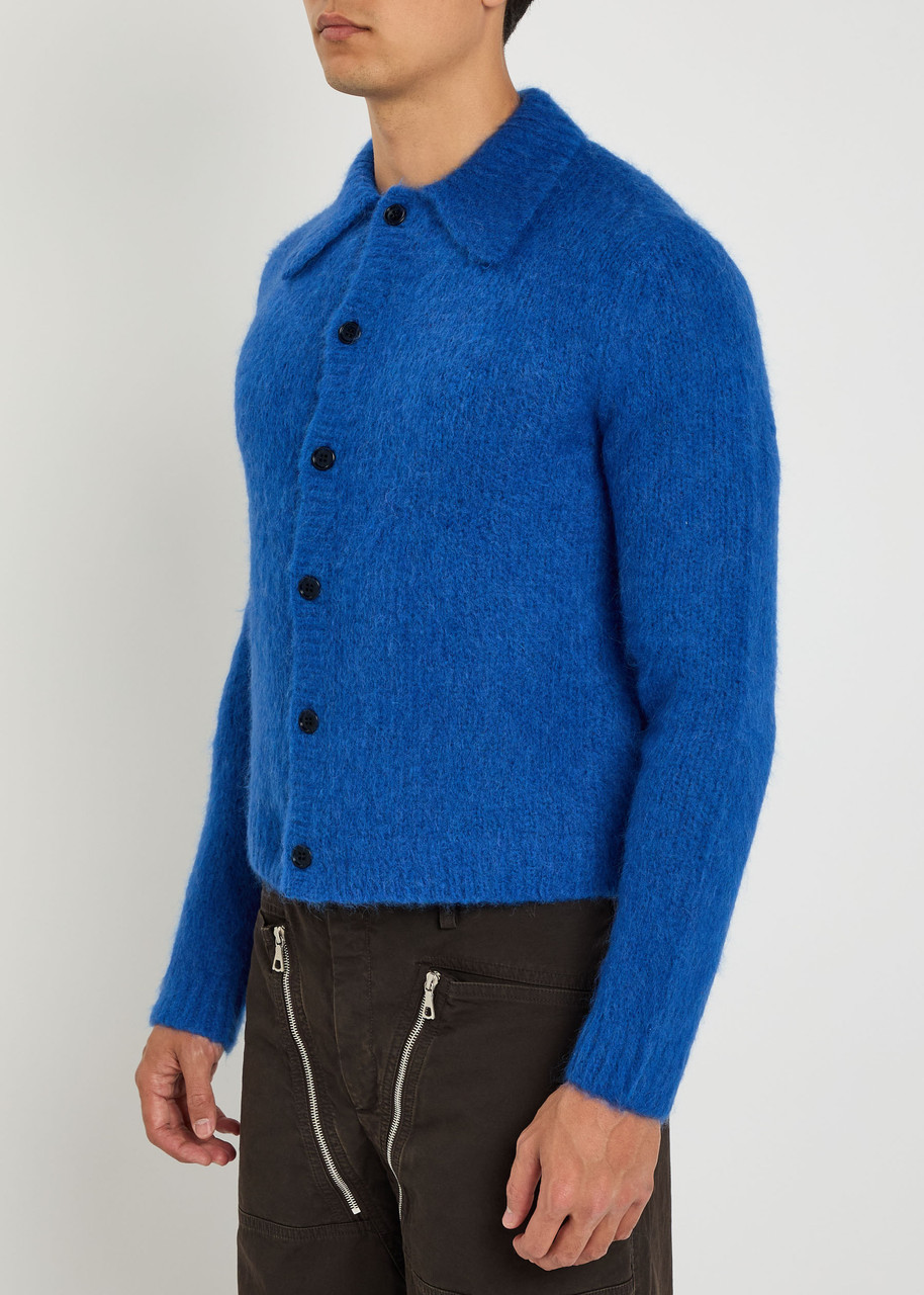  Dries Van Noten Mora Brushed Alpaca-blend Cardigan - Blue - M 