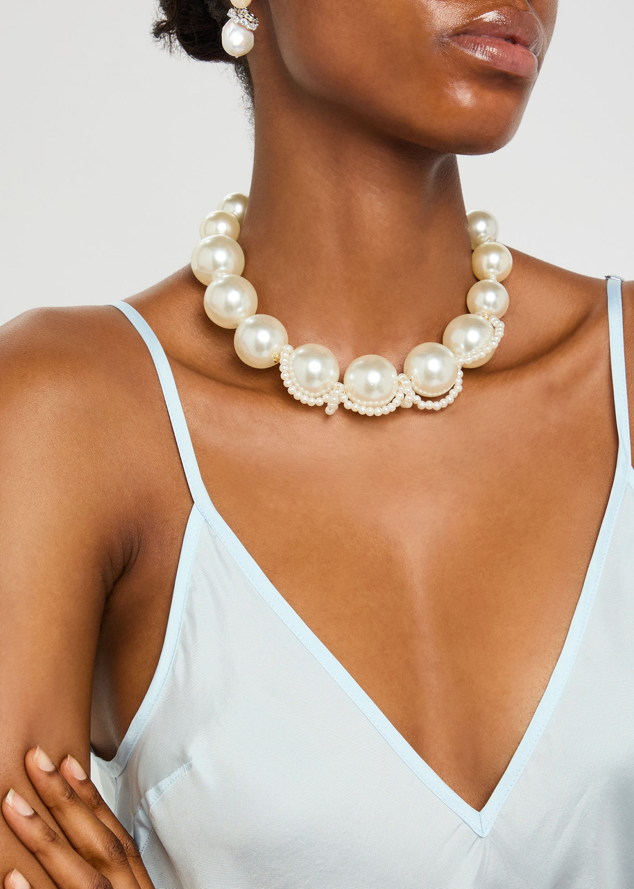 Completedworks Faux Pearl-embellished 18kt Gold-plated Necklace In Gold