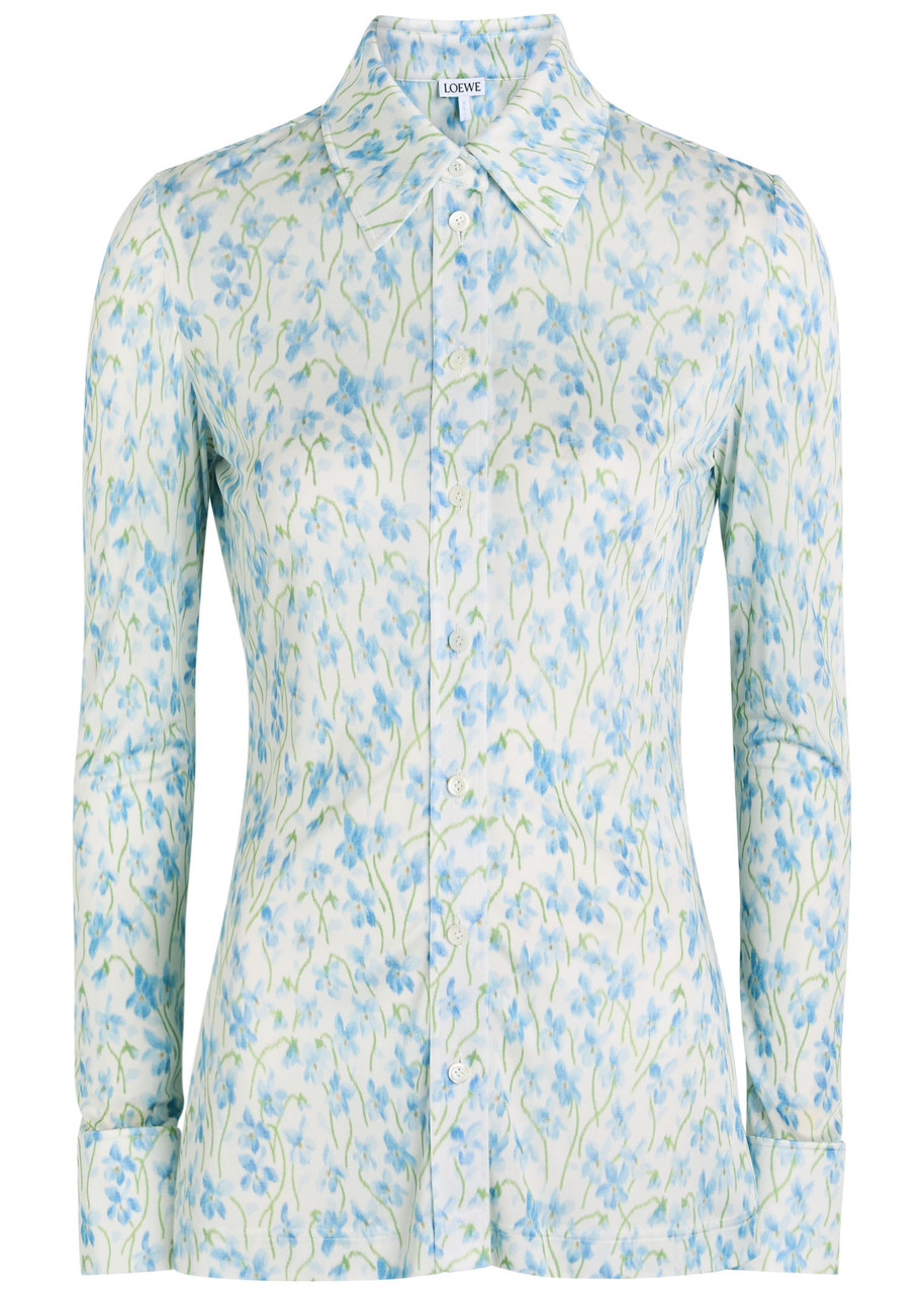 Loewe Floral-print Mesh Shirt In Multi