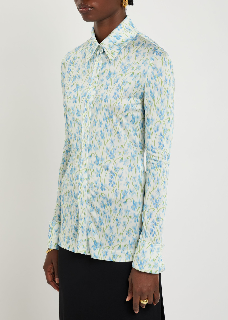 Loewe Floral-print Mesh Shirt In Multi